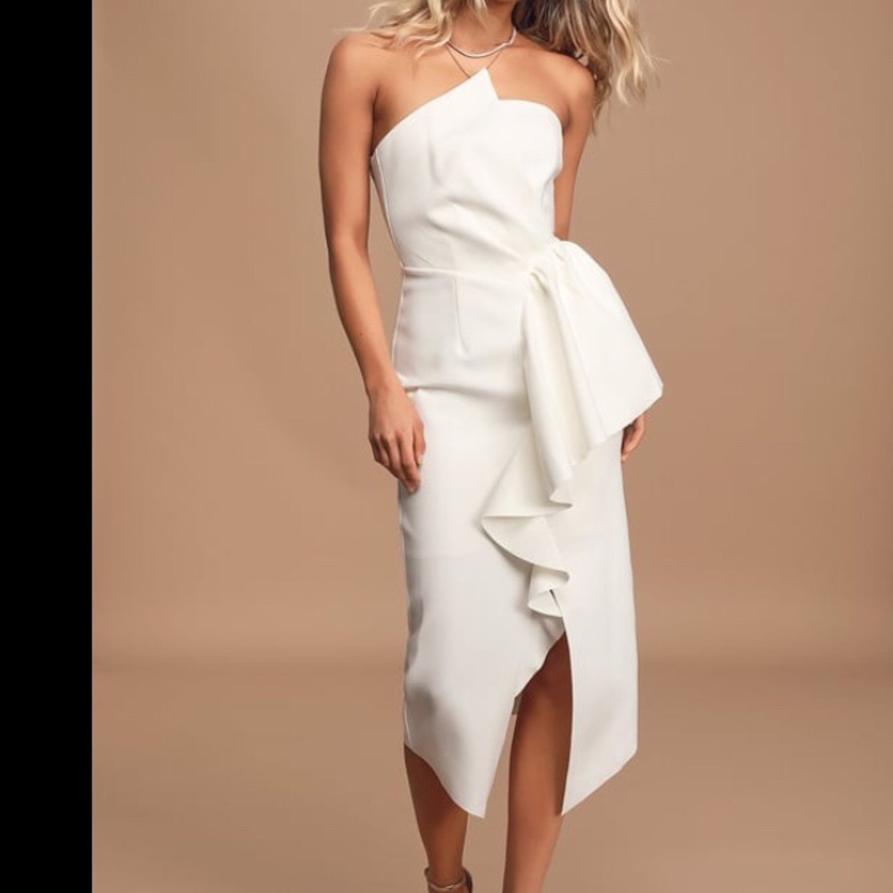 Elliatt ivory reception strapless dress bridal